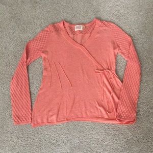 Anthropologie V Neck Sweater in Light Orange.